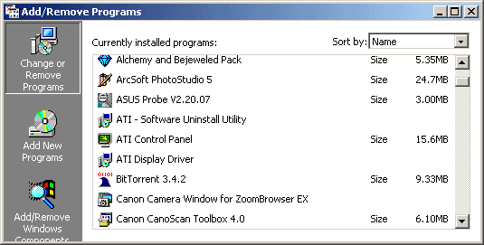 ATI Add/Remove Programs software uninstall utility